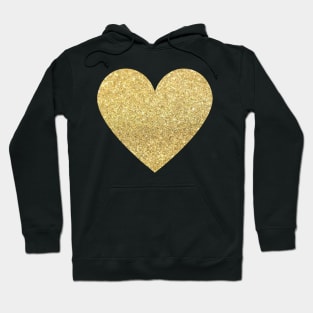 Gold Faux Glitter Heart Hoodie